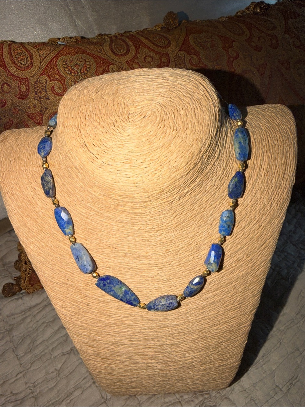 Lapis Lazuli polished faceted adjustable CAN BE be restrung temporary condition